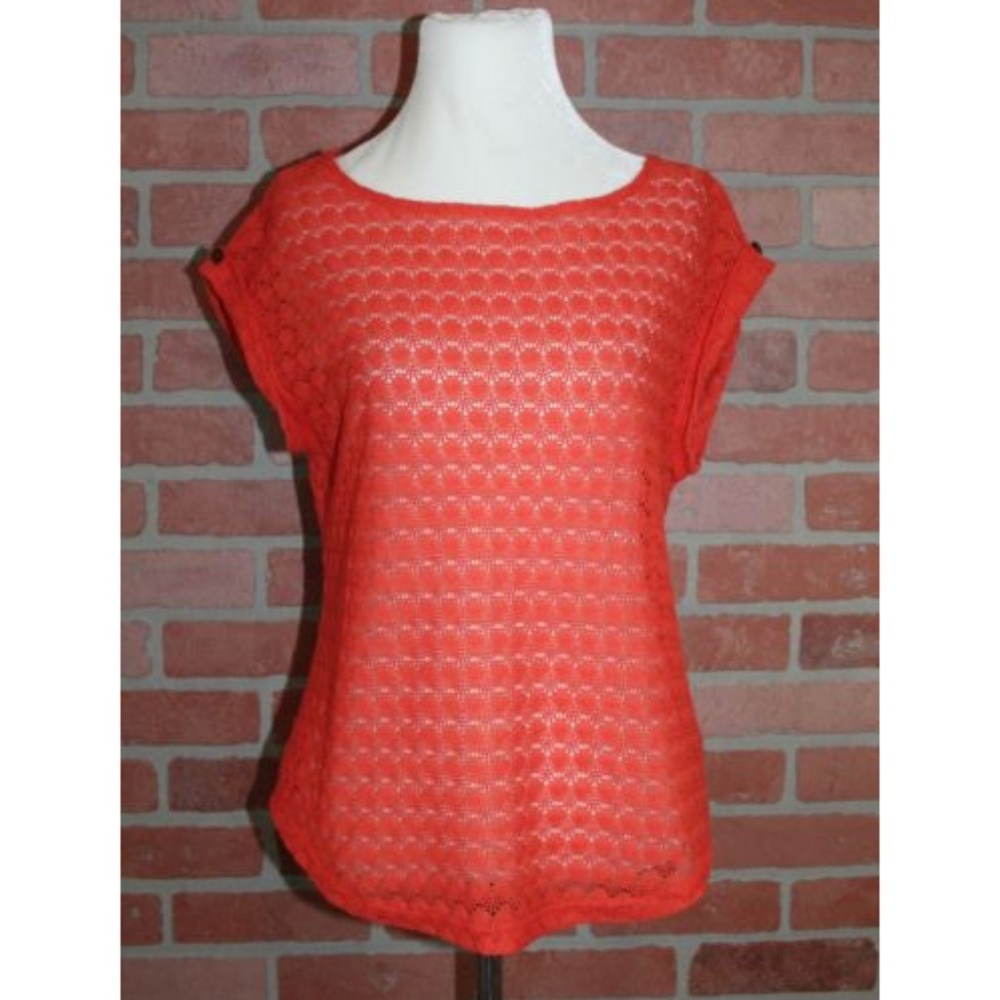Sanctuary Orangish Red Knit Cap Sleeve Shirt Sz XS